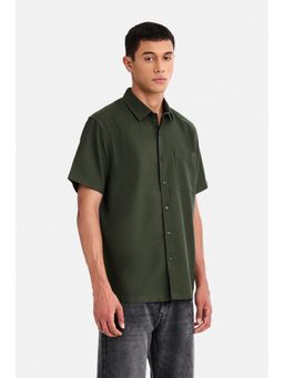 Snitch - Olive Solid Half Sleeves Regular Casual Shirt for Men