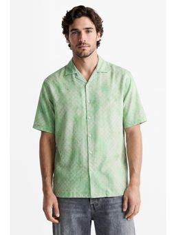 Snitch - Light Green Geometric Half Sleeves Boxy Shirt for Men