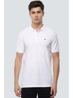 Louis Philippe - Men White Solid Polo T-Shirt