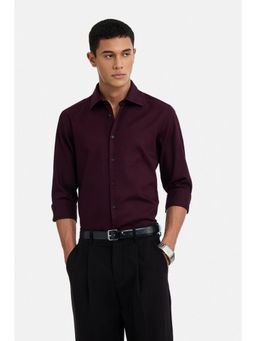 Snitch - Wine Textured Full Sleeves Slim Formal Shirt for Men