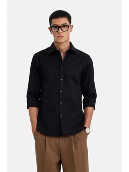 Snitch - Black Textured Full Sleeves Slim Casual Shirt for Men