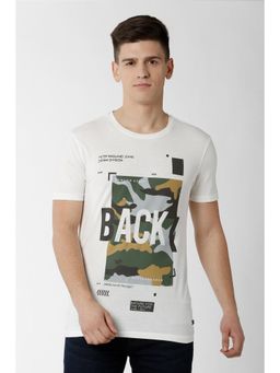Peter England - Men White Print Round Neck T-Shirt