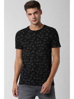 Peter England - Men Black Print Round Neck T-Shirt