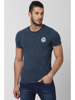 Peter England - Men Navy Blue Print Round Neck T-Shirt