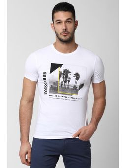 Peter England - Men White Print Round Neck T-Shirt