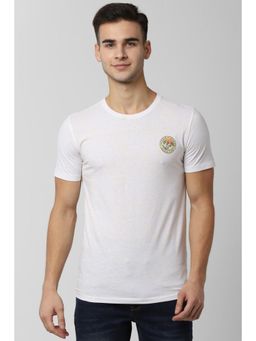 Peter England - Men White Print Round Neck T-Shirt