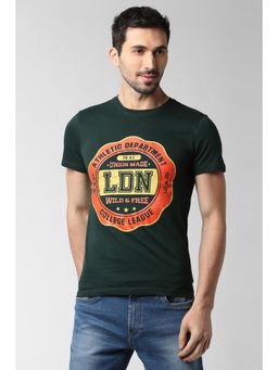 Peter England - Men Green Print Round Neck T-Shirt
