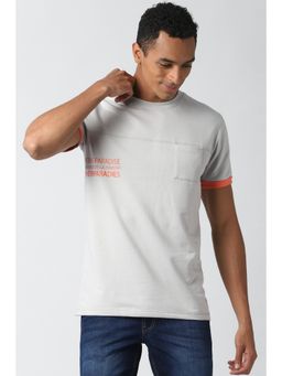 Peter England - Men Grey Solid Round Neck T-Shirt