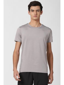 Peter England - Men Grey Solid Round Neck T-Shirt