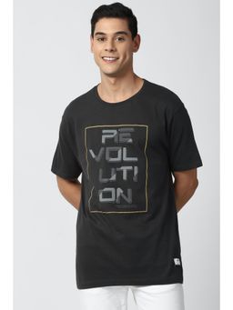 Peter England - Men Grey Print Round Neck T-Shirt
