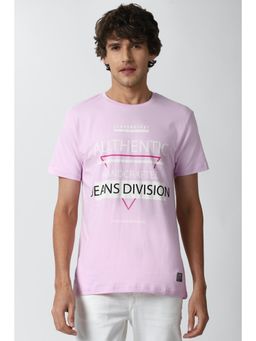 Peter England - Men Purple Graphic Print Round Neck T-Shirt