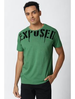 Peter England - Men Green Graphic Print Round Neck T-Shirt