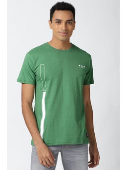 Peter England - Men Green Solid Round Neck T-Shirt