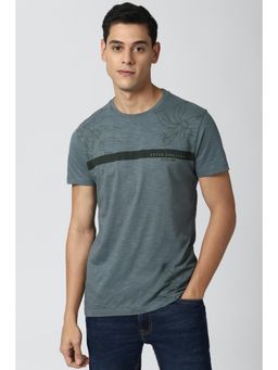 Peter England - Men Grey Print Round Neck T-Shirt