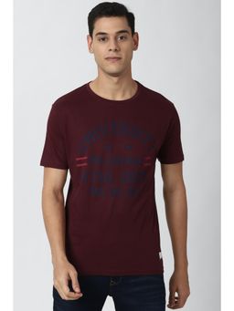 Peter England - Men Maroon Graphic Print Round Neck T-Shirt