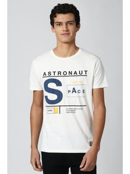 Peter England - Men White Graphic Print Round Neck T-Shirt