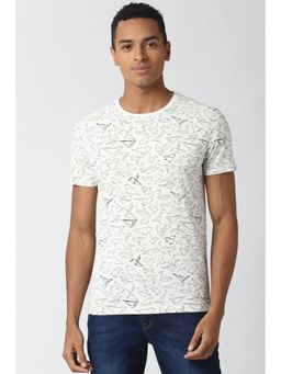 Peter England - Men White Print Round Neck T-Shirt