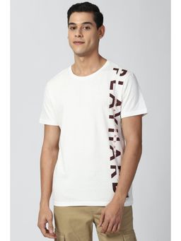 Peter England - Men White Print Round Neck T-Shirt