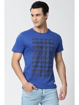 Peter England - Men Blue Graphic Print Round Neck T-Shirt
