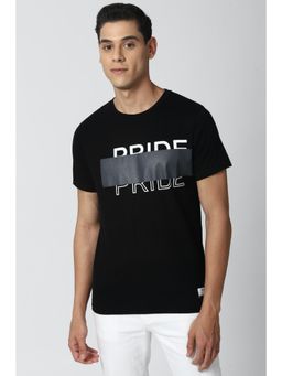Peter England - Men Black Print Round Neck T-Shirt