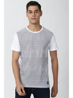 Peter England - Men White Print Round Neck T-Shirt