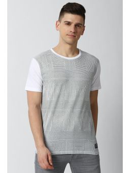 Peter England - Men White Print Round Neck T-Shirt