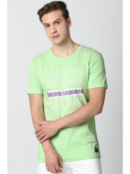 Peter England - Men Green Graphic Print Round Neck T-Shirt