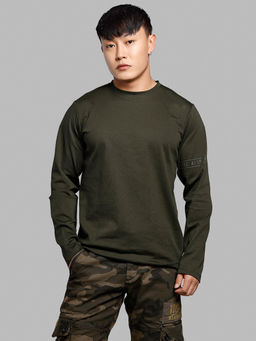 ROOKIES - Dark Olive Full Sleeves Round Neck T-Shirt