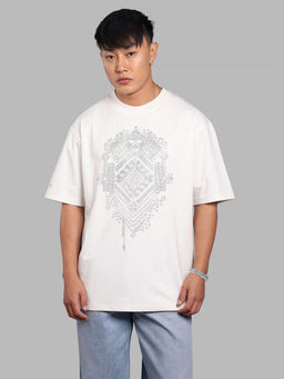 ROOKIES - White Half Sleeve Oversize T-Shirt