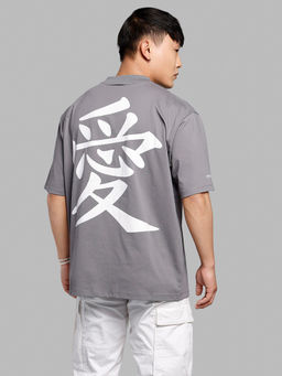 ROOKIES - Dark Grey Half Sleeves Oversize T-Shirt