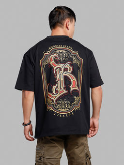 ROOKIES - Black Half Sleeves Oversize T-Shirt