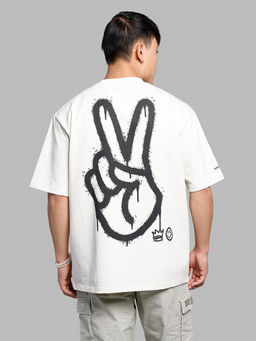 ROOKIES - Off White Half Sleeves Oversize T-Shirt