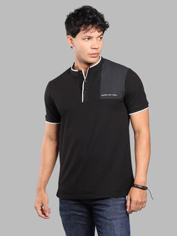 ROOKIES - Black Half Sleeve Pique Polo T-Shirt