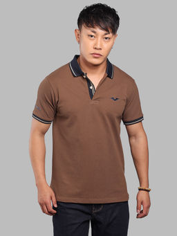 ROOKIES - Coffee Brown Half Sleeve Pique Polo T-Shirt