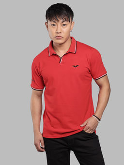 ROOKIES - Red Half Sleeve Pique Polo T-Shirt