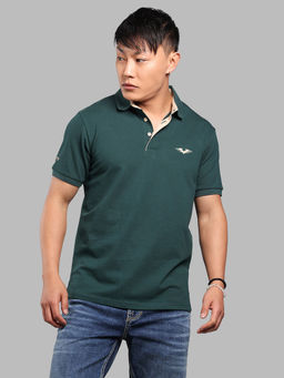 ROOKIES - Bottle Green Half Sleeve Pique Polo T-Shirt