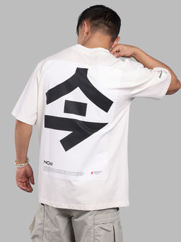 ROOKIES - Cream Half Sleeve Oversize T-Shirt
