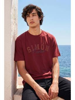 Simon Carter - Men Printed Maroon Crew Neck T-Shirt