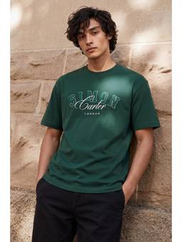 Simon Carter - Men Printed Green Crew Neck T-Shirt