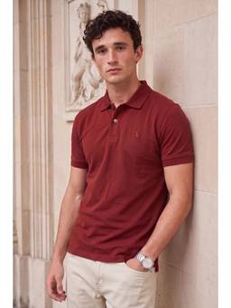 Simon Carter - Men Solid Maroon Polo T-Shirt
