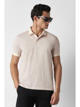 Van Heusen - Men Cream Print Polo T-Shirt