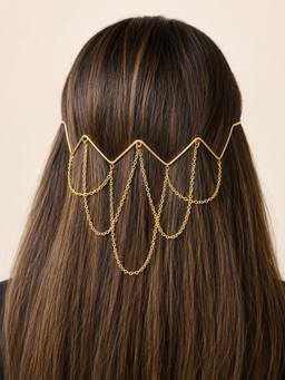 Viana Jewels - Gold Afghani Geometric Brass Hair Chain