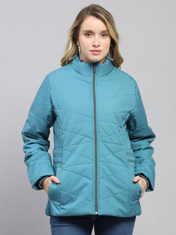 Monte Carlo - Women's Teal Solid Full Sleeve Jacket