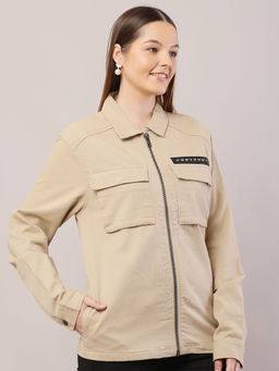 NOBARR - Women's Cotton Full Sleeve Brown Shacket