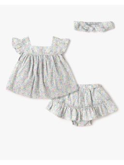 GAP - Unisex Multi-Color Cotton Floral Top with Shorts and Hairband
