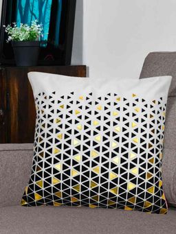 At Home by Nilkamal - Abstract Polyester Cushion Cover Off White (16x16 inches)
