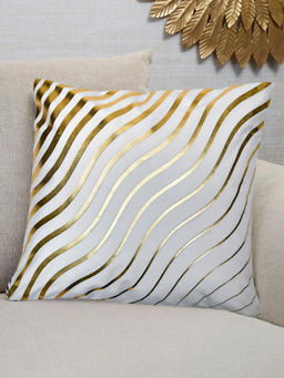 At Home by Nilkamal - Wavy Polyester Cushion Cover Off White (16x16 inches)