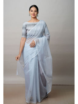Unnati Silks - Grey Pure Plain Kota Cotton Saree with Unstitched Blouse
