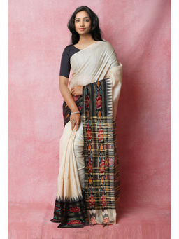 Unnati Silks - Black Pure Bengal Ghicha Tussar Jute Saree with Unstitched Blouse
