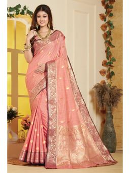 EXCLUSIVA - Pink Banarasi Saree with Unstitched Blouse